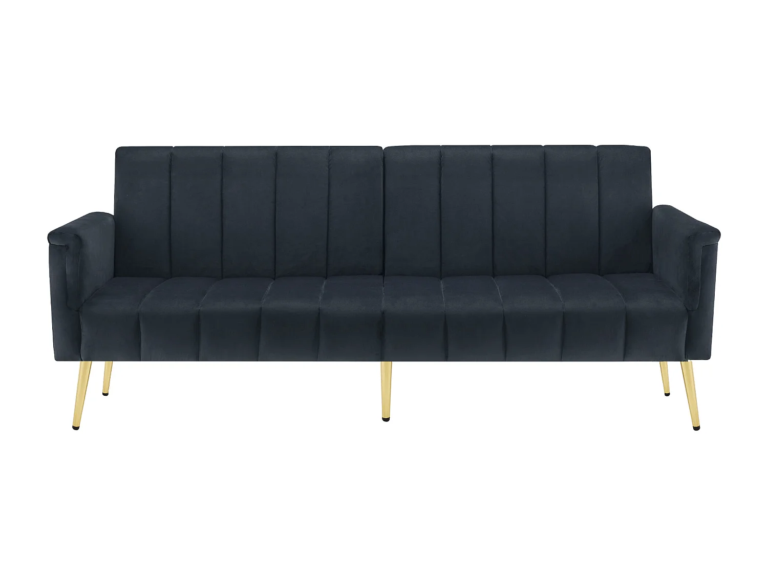 Canapé convertible avec fonction couchage en velours - pieds en métal - pour salon, chambre - gris foncé