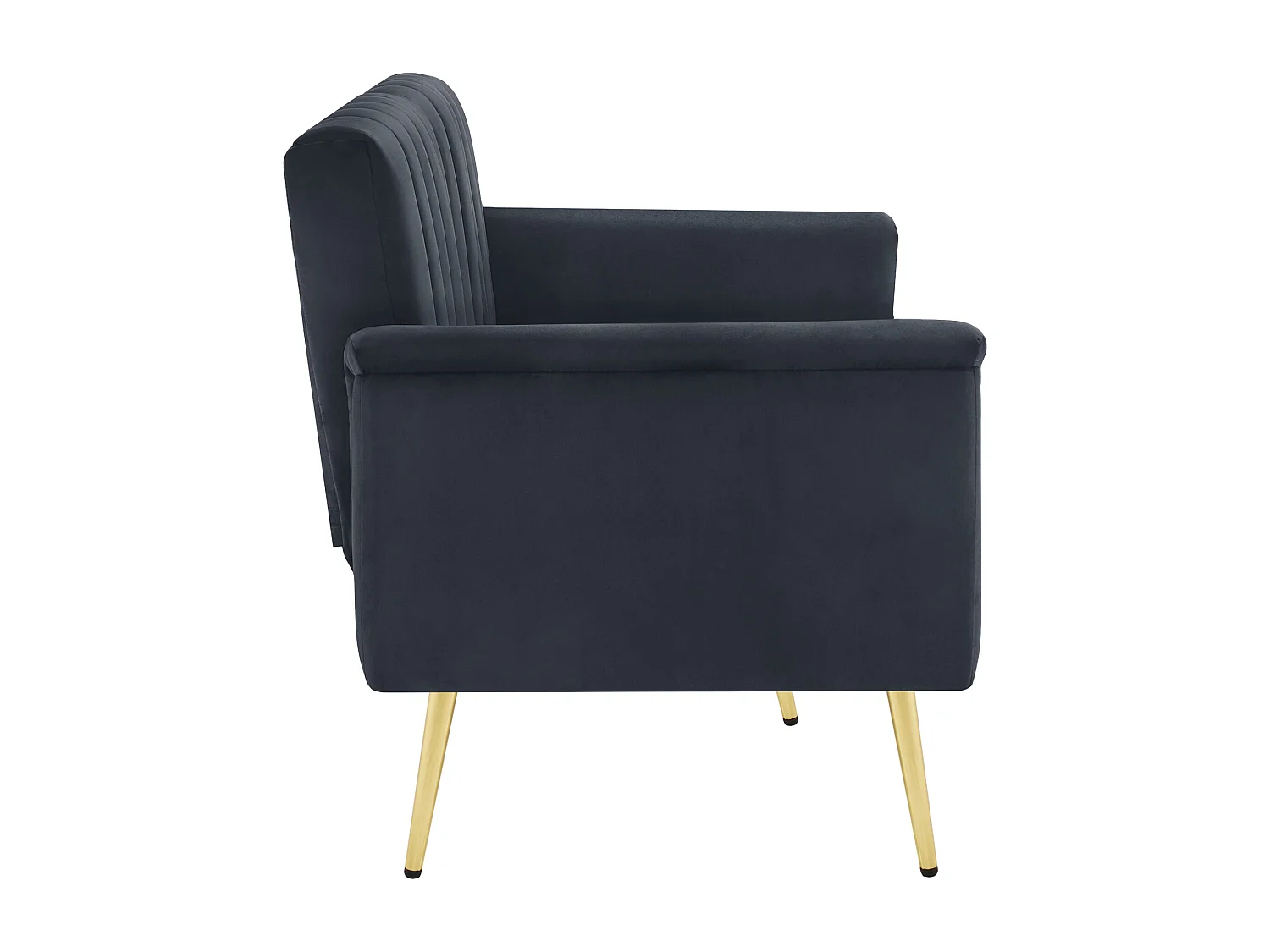 Canapé convertible 183x76x75 cm, dossier et accoudoirs réglables, pieds métalliques, velours noir