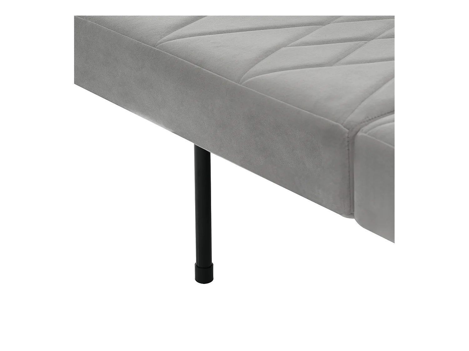 Canapé convertible 2 places en velours - dossier réglable avec coussins moelleux - pieds en bois - gris clair