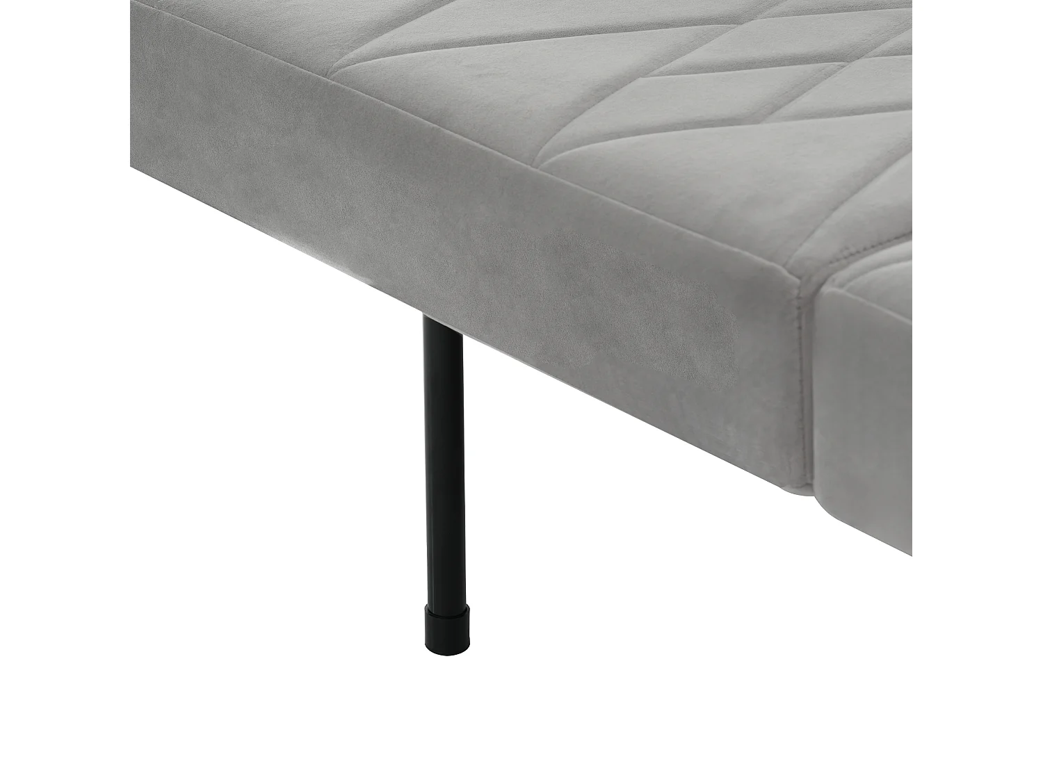 Canapé convertible 2 places en velours - dossier réglable avec coussins moelleux - pieds en bois - gris clair