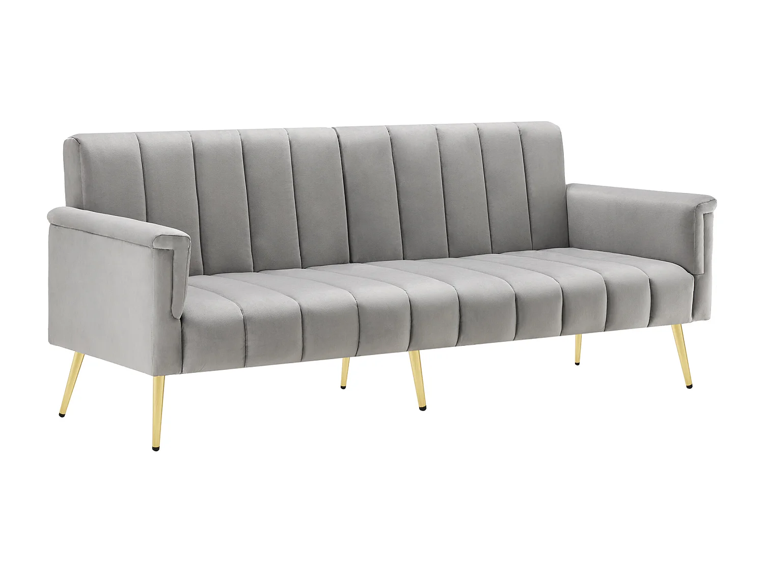 Canapé convertible avec fonction couchage en velours - pieds en métal - pour salon, chambre - gris