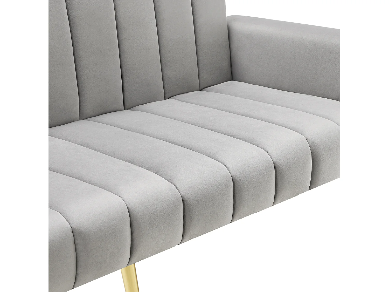 Canapé convertible 183x76x75 cm, dossiers et accoudoirs réglables, pieds métalliques, velours gris