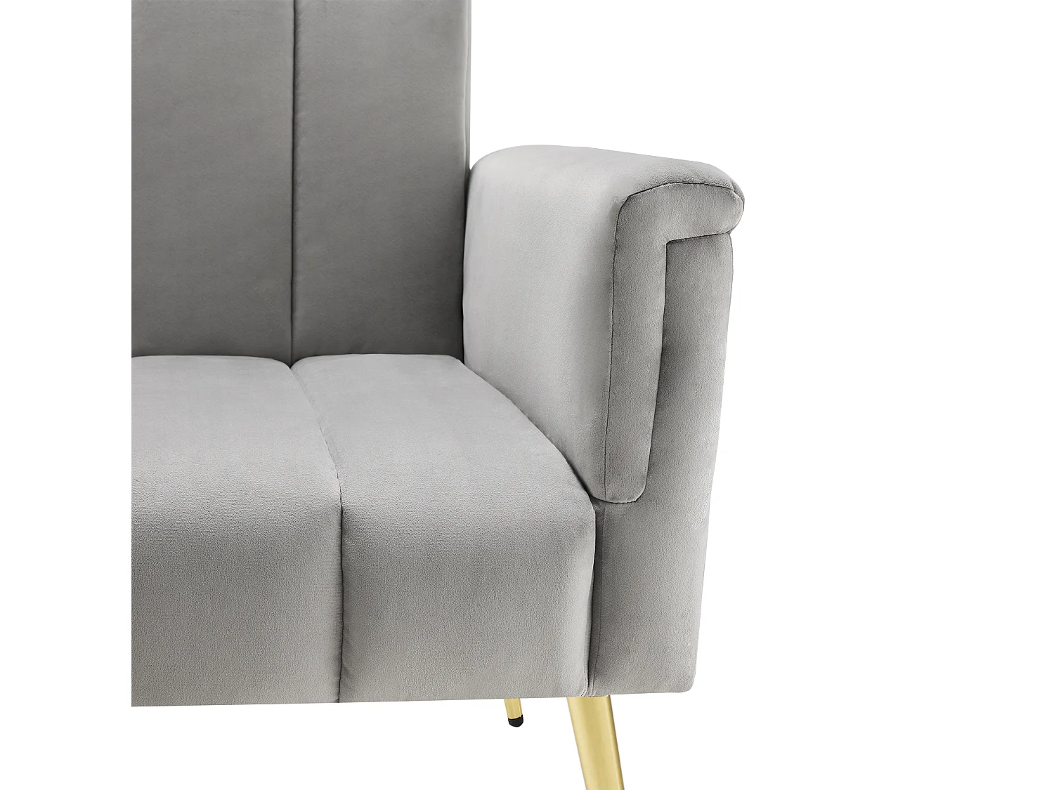 Canapé convertible 183x76x75 cm, dossiers et accoudoirs réglables, pieds métalliques, velours gris