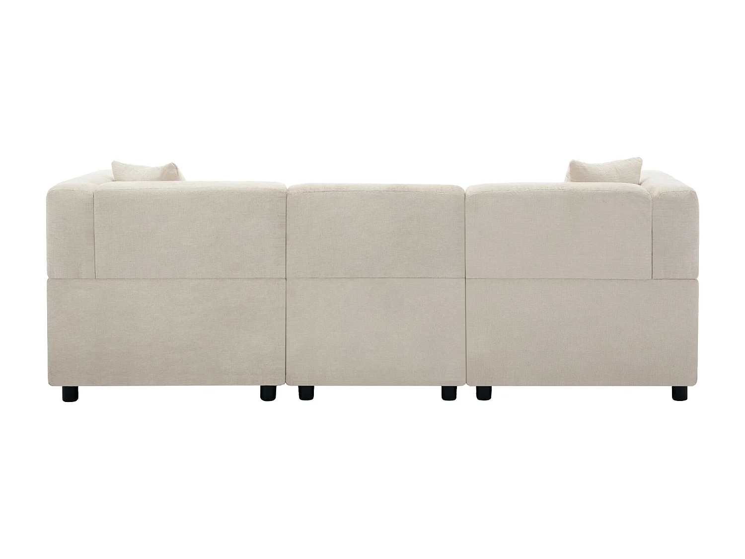 Canapé 3 places en L avec ottoman rangement, assise profonde à ressorts ensachés, chenille beige