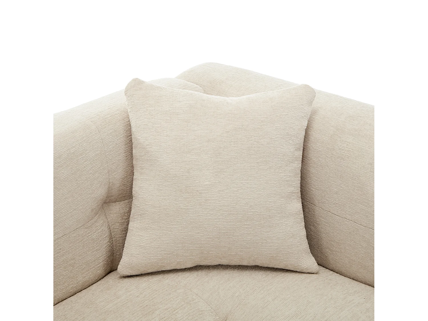 Canapé d’angle 3 places 204x126x69 cm, pouf modulable avec rangement, 2 coussins, chenille beige