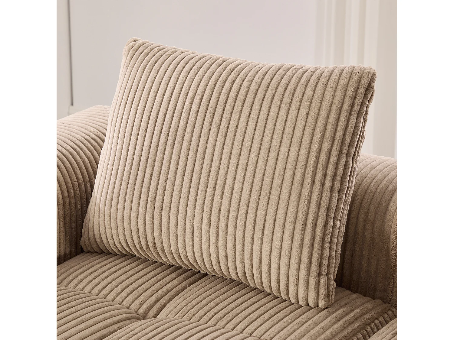 Sofá para espacios pequeños estilo retro con sistema modular diy de pana caqui 253 x 158 x 61 cm