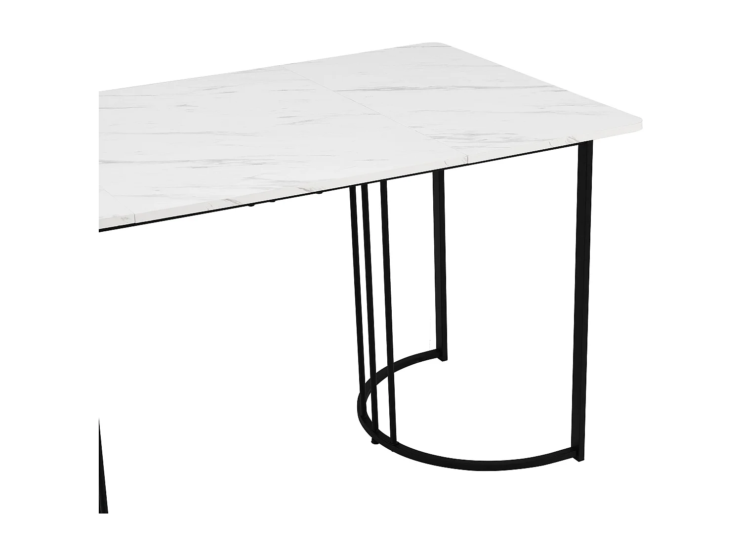Table à manger rectangulaire 140x80 cm pour 6 places - pieds réglables - métal et bois - blanc/noir moderne