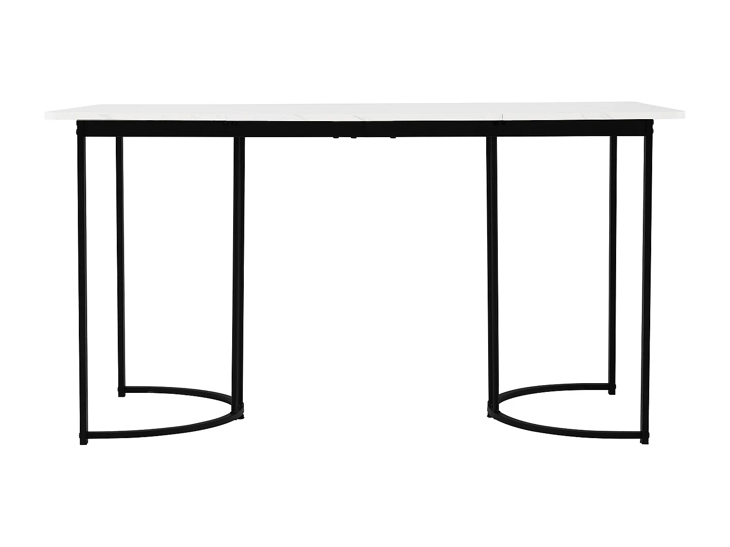 Table à manger rectangulaire 140x80 cm pour 6 places - pieds réglables - métal et bois - blanc/noir moderne