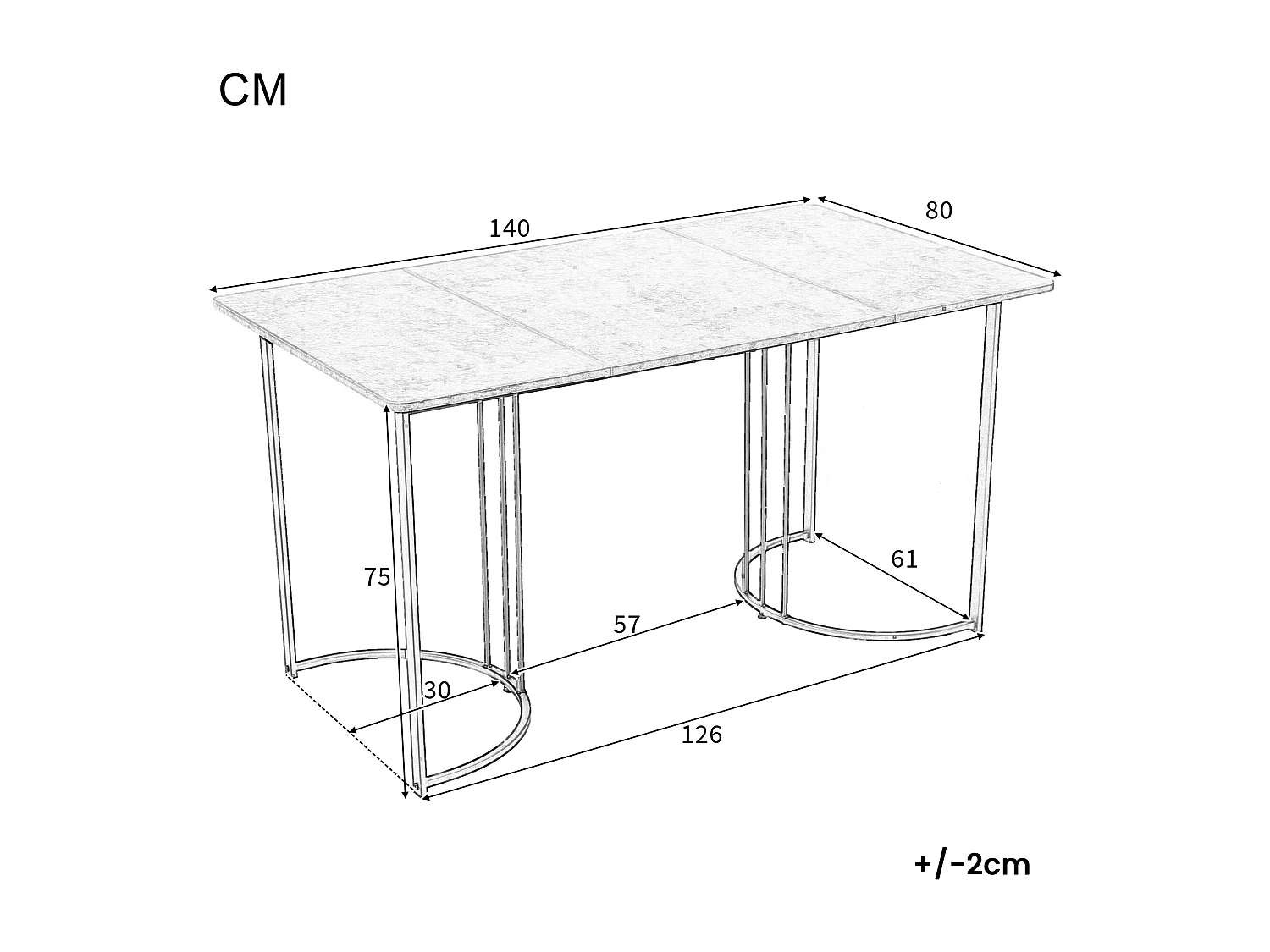 Table à manger rectangulaire 140x80 cm pour 6 places - pieds réglables - métal et bois - gris moderne