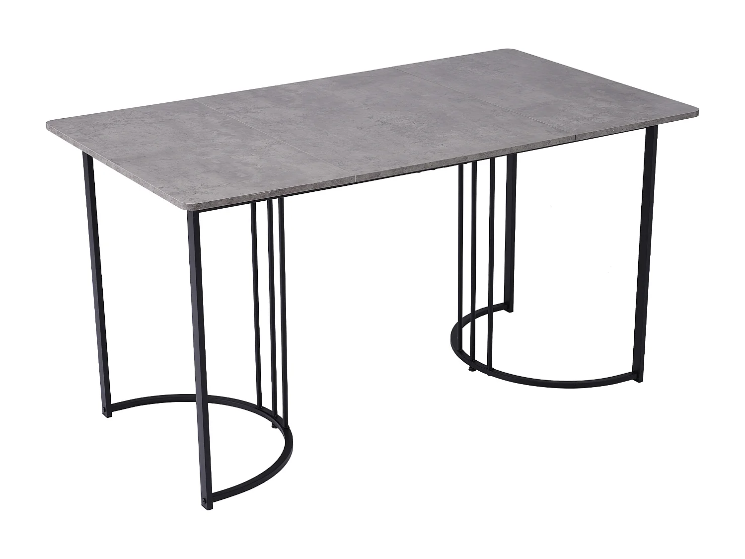 Table à manger rectangulaire 140x80x75 cm, motif marbre, pieds réglables, structure en métal et MDF, gris