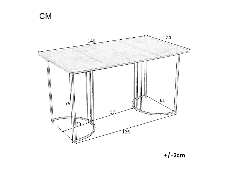 Tavolo da pranzo rettangolare 140x80 cm per 6 posti - Gambe regolabili - Metallo e legno - Grigio moderno