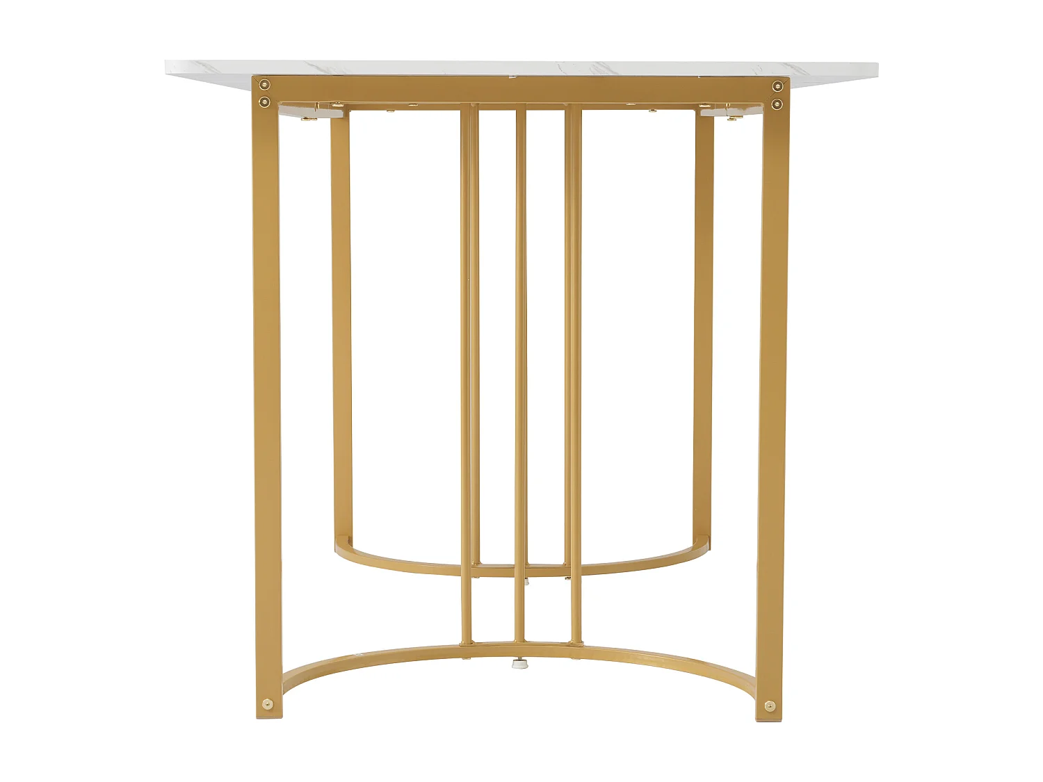 Table à manger 140x80x75 cm, motif marbre, pieds réglables, structure en métal, plateau en MDF, blanc