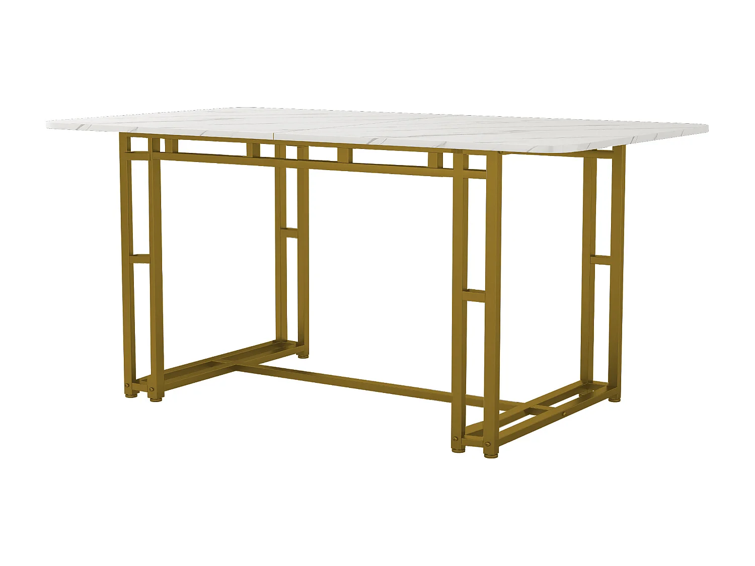 Table à manger 120x70x0 cm, style luxe léger, esthétique moderne, plateau en MDF, pieds en métal doré