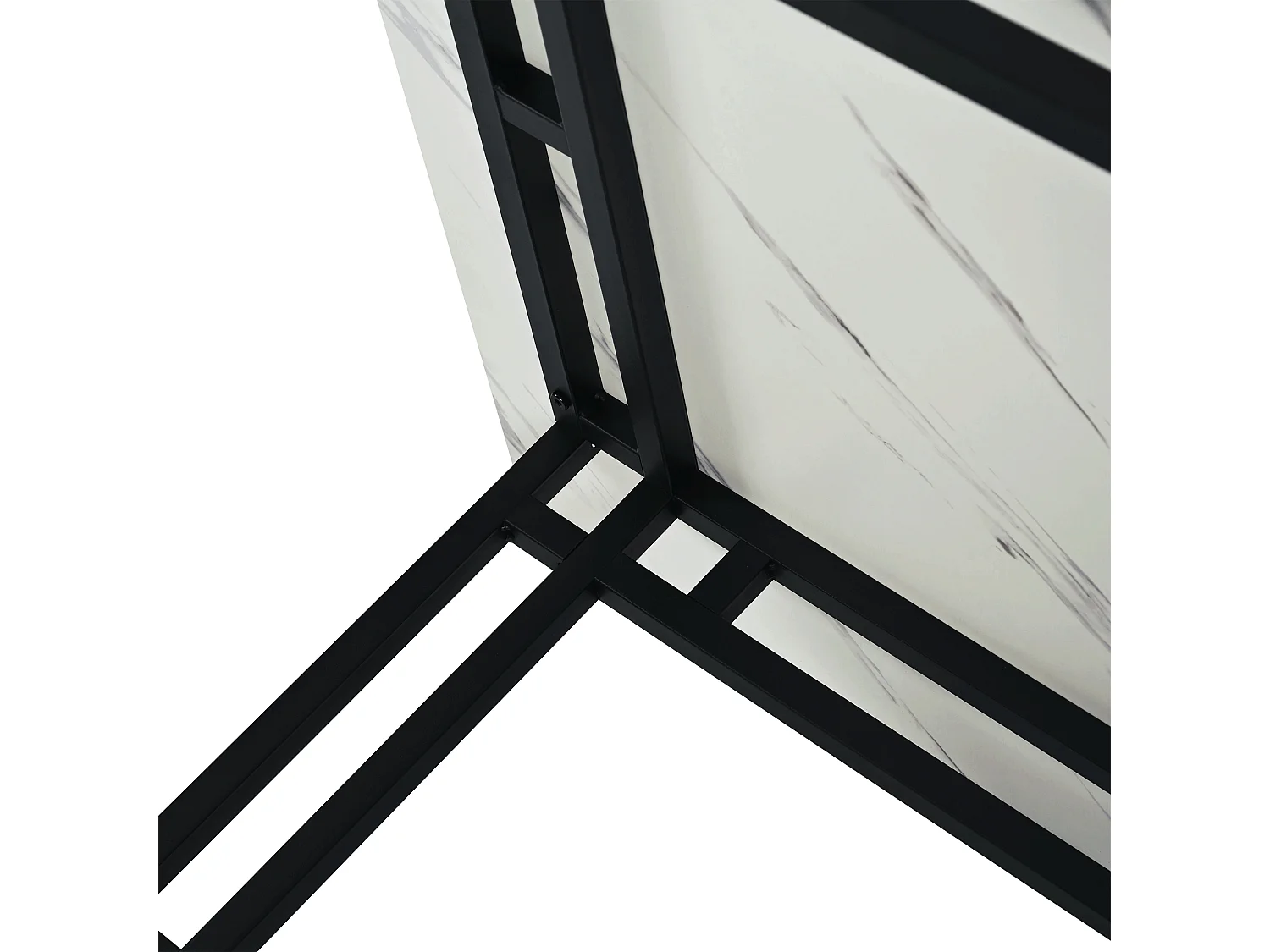 Table à manger rectangulaire 120x70 cm, style léger luxueux, pieds métalliques noirs, MDF, noir et blanc