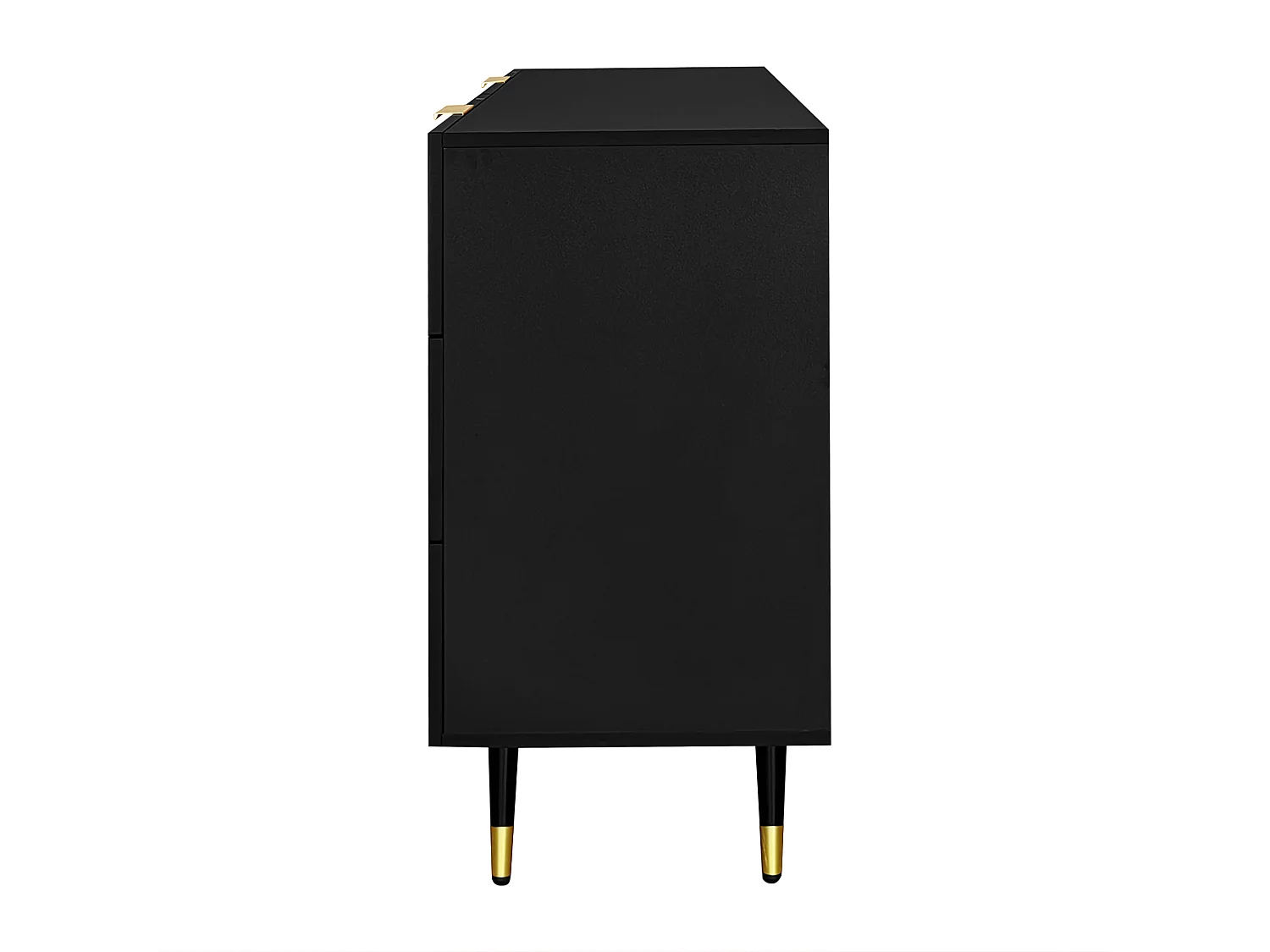 Ladekast met 6 zwarte laden, houten opbergmeubel voor slaapkamer en woonkamer - metalen handgrepen en poten 120x40x77 cm