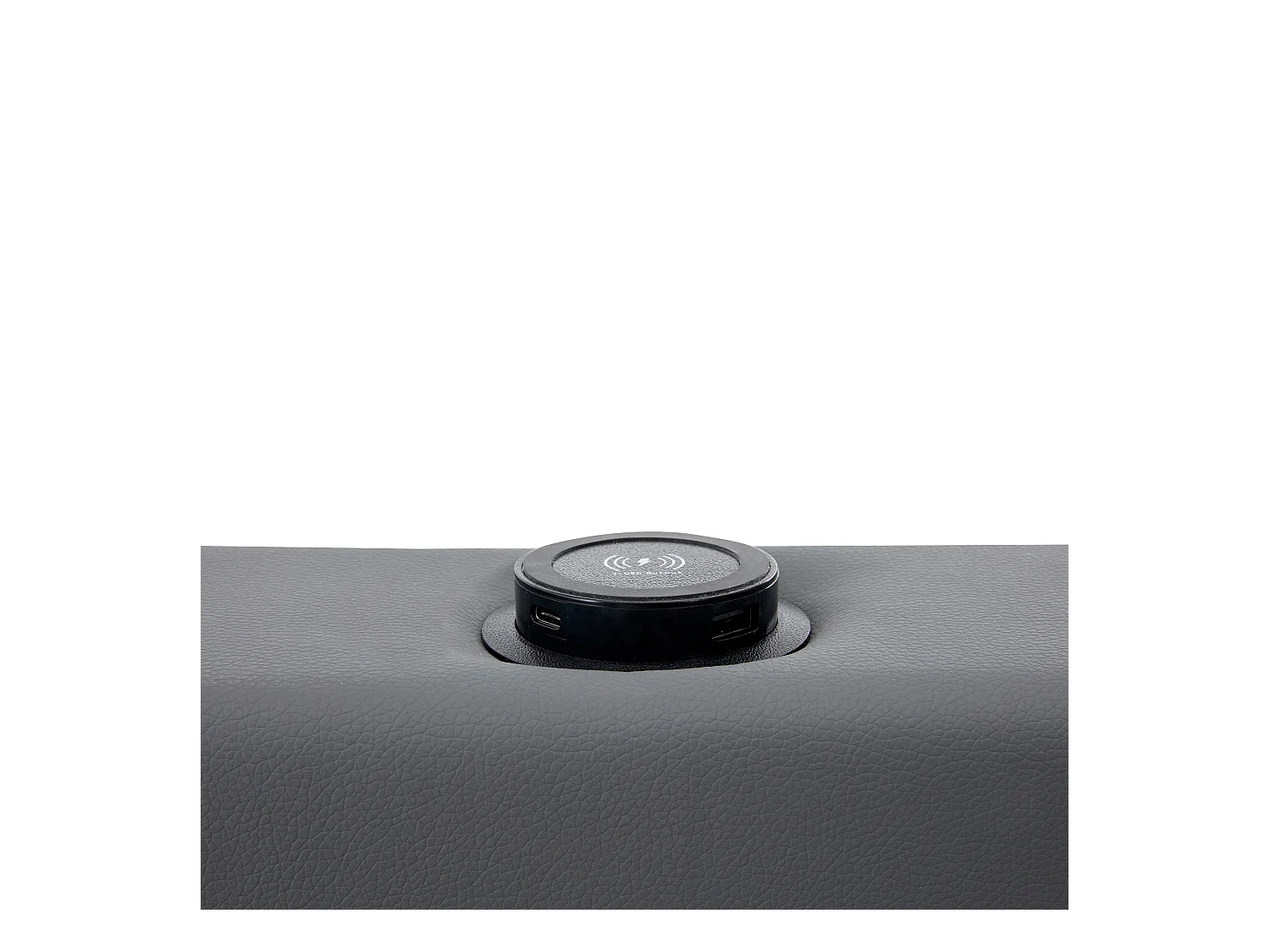 Lit adulte 140x200 cm avec sommier - tête de lit capitonnée avec USB LED et 4 tiroirs - similicuir - gris (sans matelas)