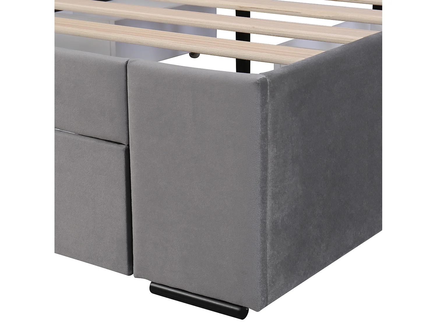 Volwassen bed 140x200 cm met lattenbodem - tweepersoonsbed met 4 opberglades - hout - fluweelgrijs (zonder matras)