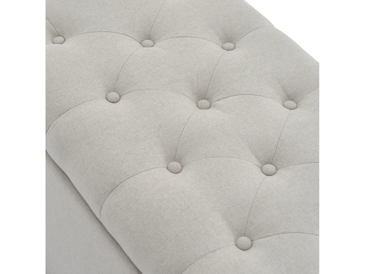 Banc coffre 141 x 41.5 x 47 cm de lit banc rembourré avec rangement - cadre en bois - lin gris clair