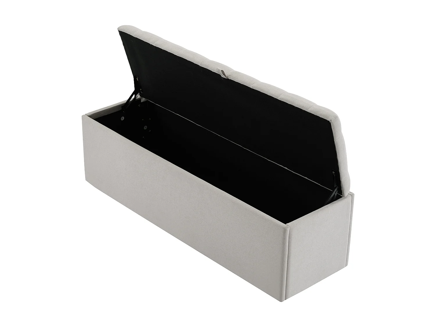 Banc coffre 141 x 41.5 x 47 cm de lit banc rembourré avec rangement - cadre en bois - lin gris clair