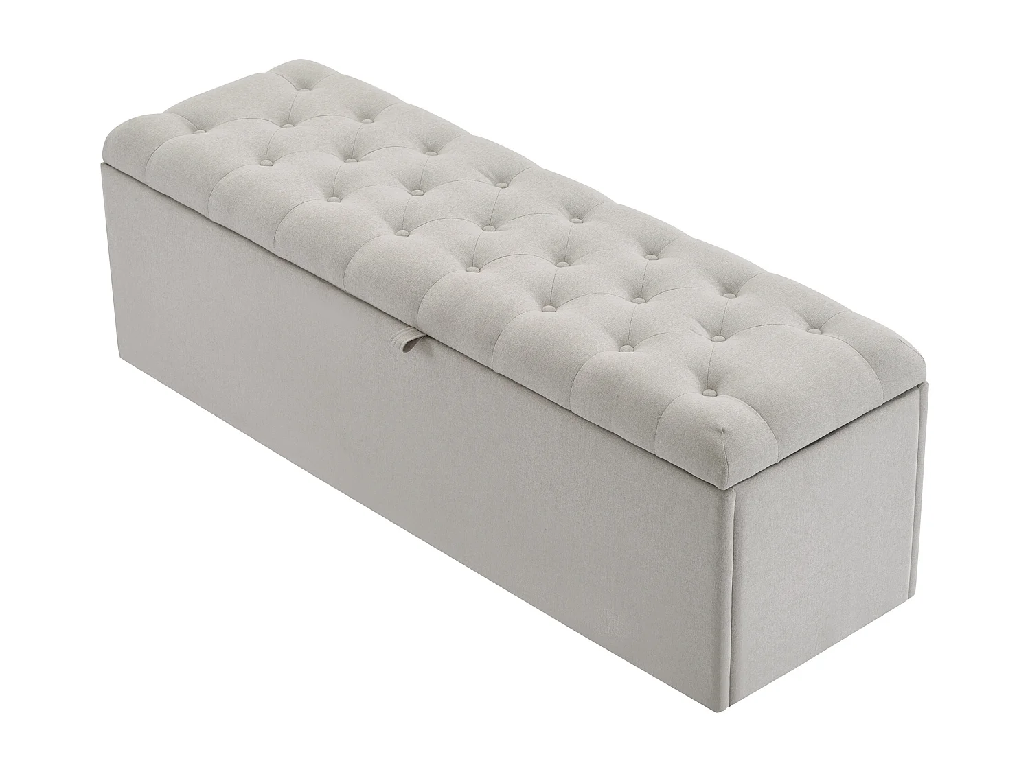 Banc coffre 141x41.5x47 cm, grande capacité de rangement, installation facile, lin, gris clair