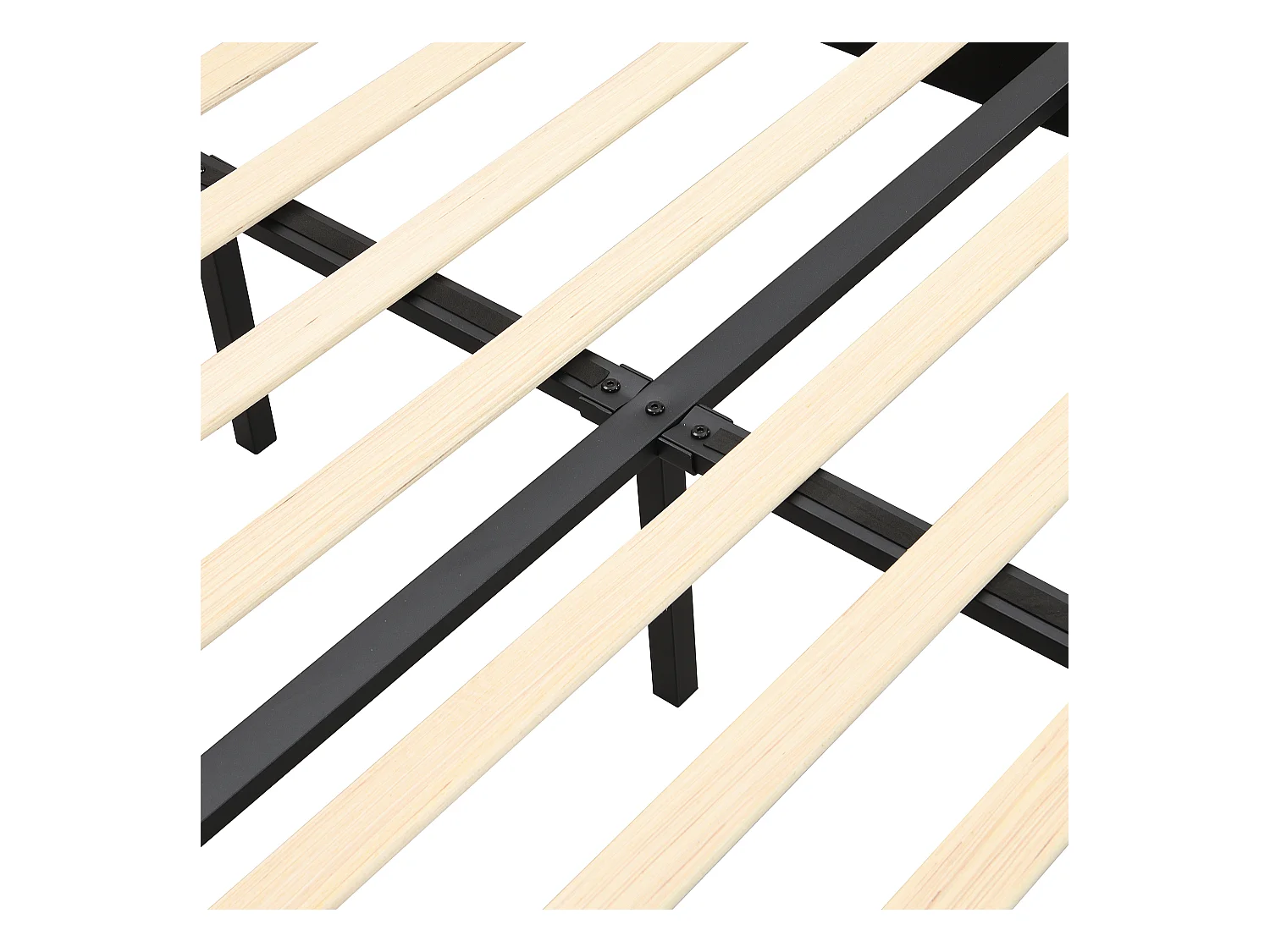 Tweepersoonsbed 160x200 cm met lattenbodem - gestoffeerd hoofdeinde - houten bedframe - beige linnen (zonder matras)