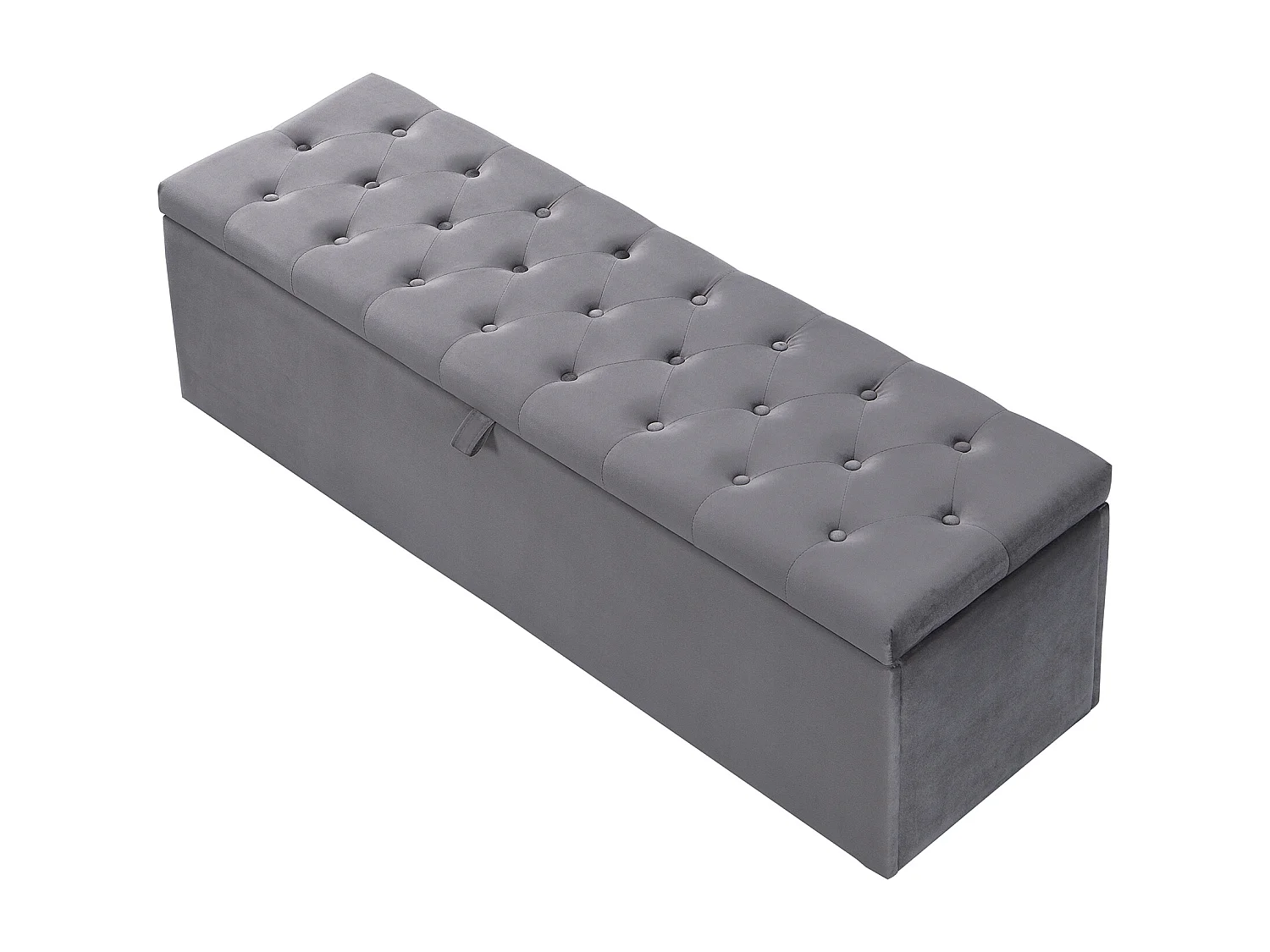 Gestoffeerde opbergbank met opbergruimte - houten frame - grijs fluweel 138x41x42 cm