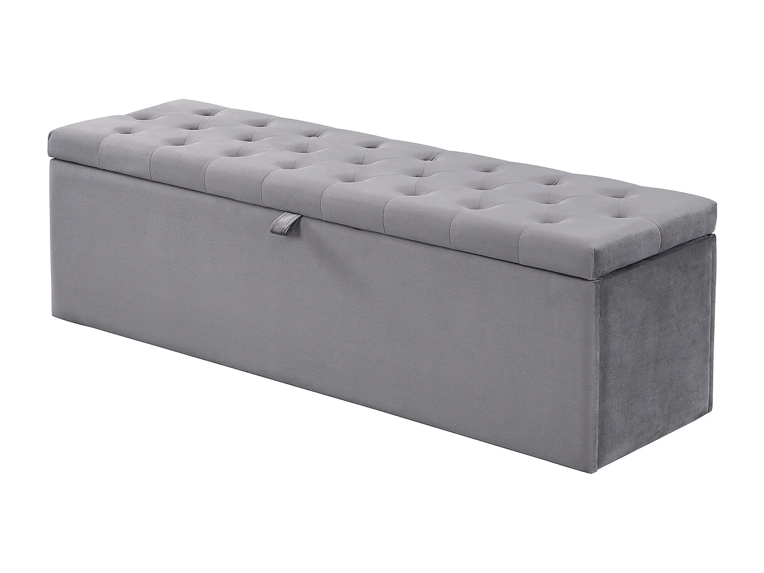 Banc coffre 138x41x42 cm de lit banc rembourré avec rangement - cadre en bois - velours - gris