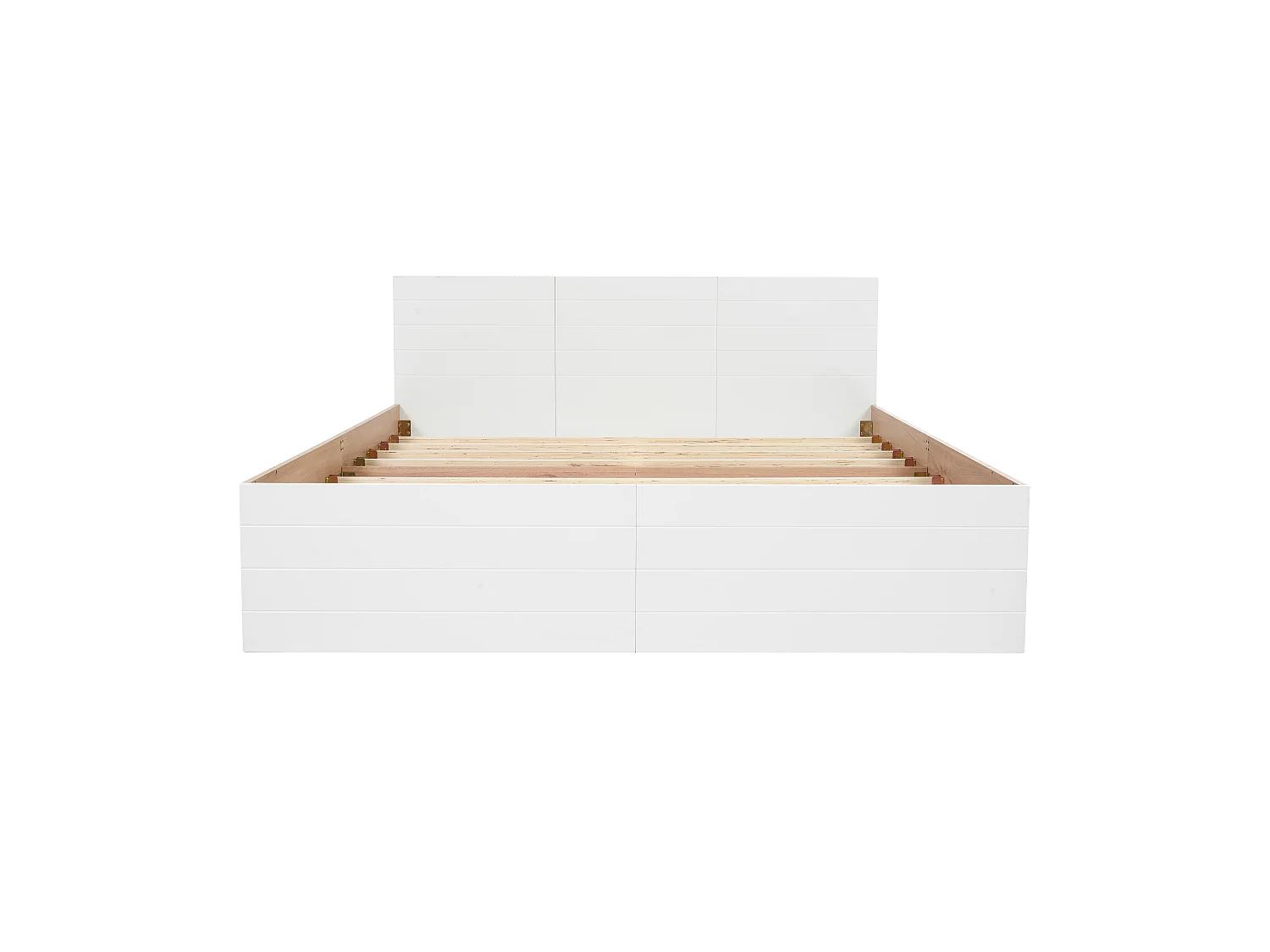 Tweepersoonsbed voor volwassenen 160x200cm met 2 lades en lattenbodem - houten bedframe - eiken/wit - zonder matras