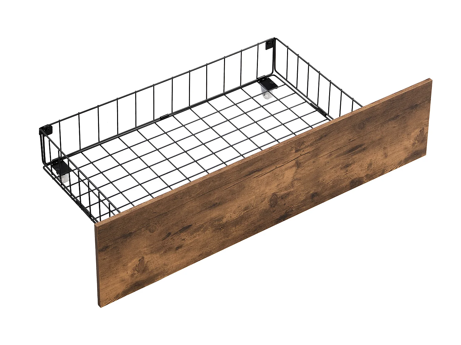 Tweepersoonsbed voor volwassenen 180x200 cm met houten onderstel - opberghoofdeinde en 4 lades - imitatieleer - zwart (zonder matras)