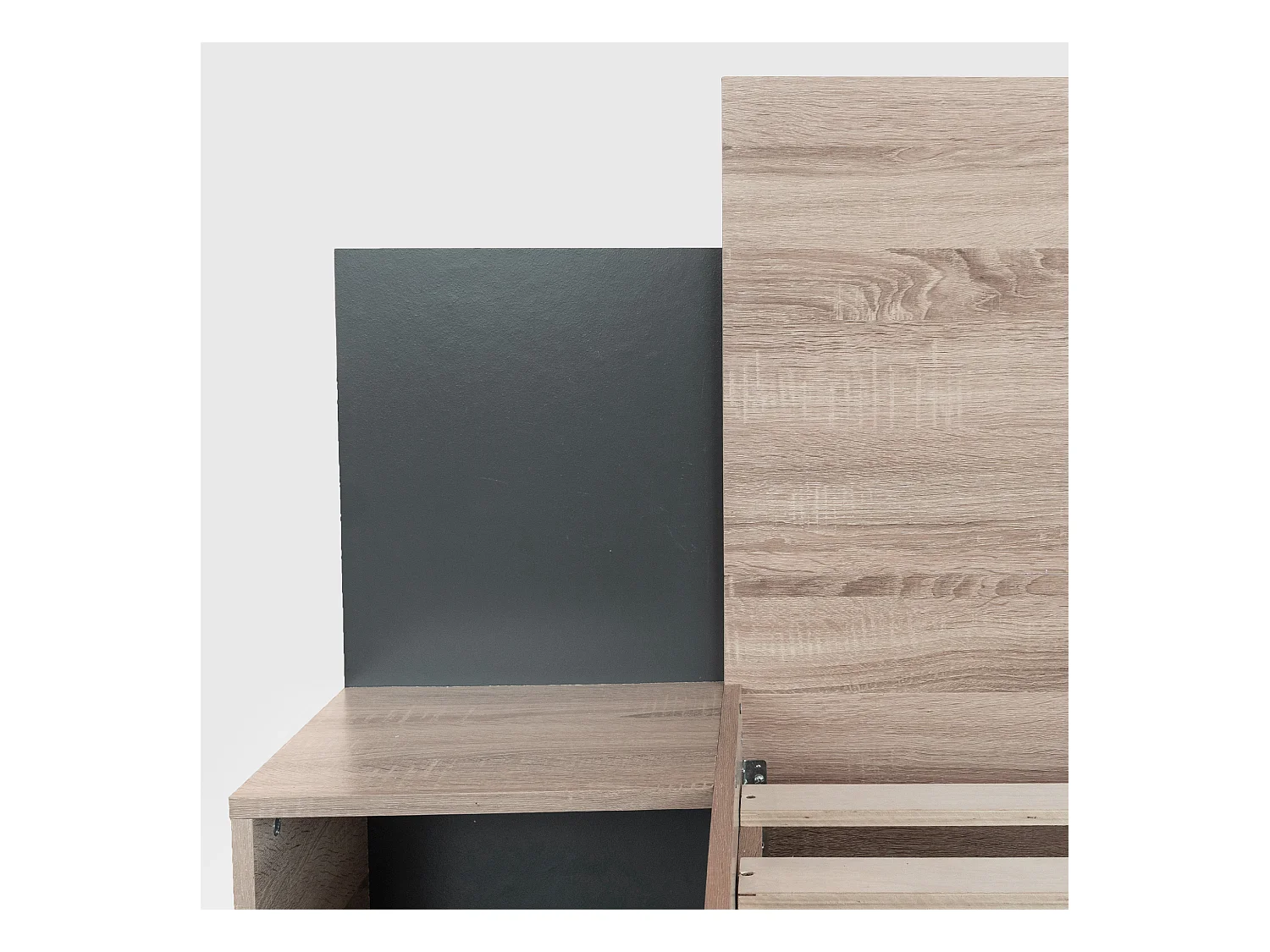 Lit adulte double 160x200 cm avec sommier - 2 tables de chevet - cadre de lit en bois - couleur bois (sans matelas)