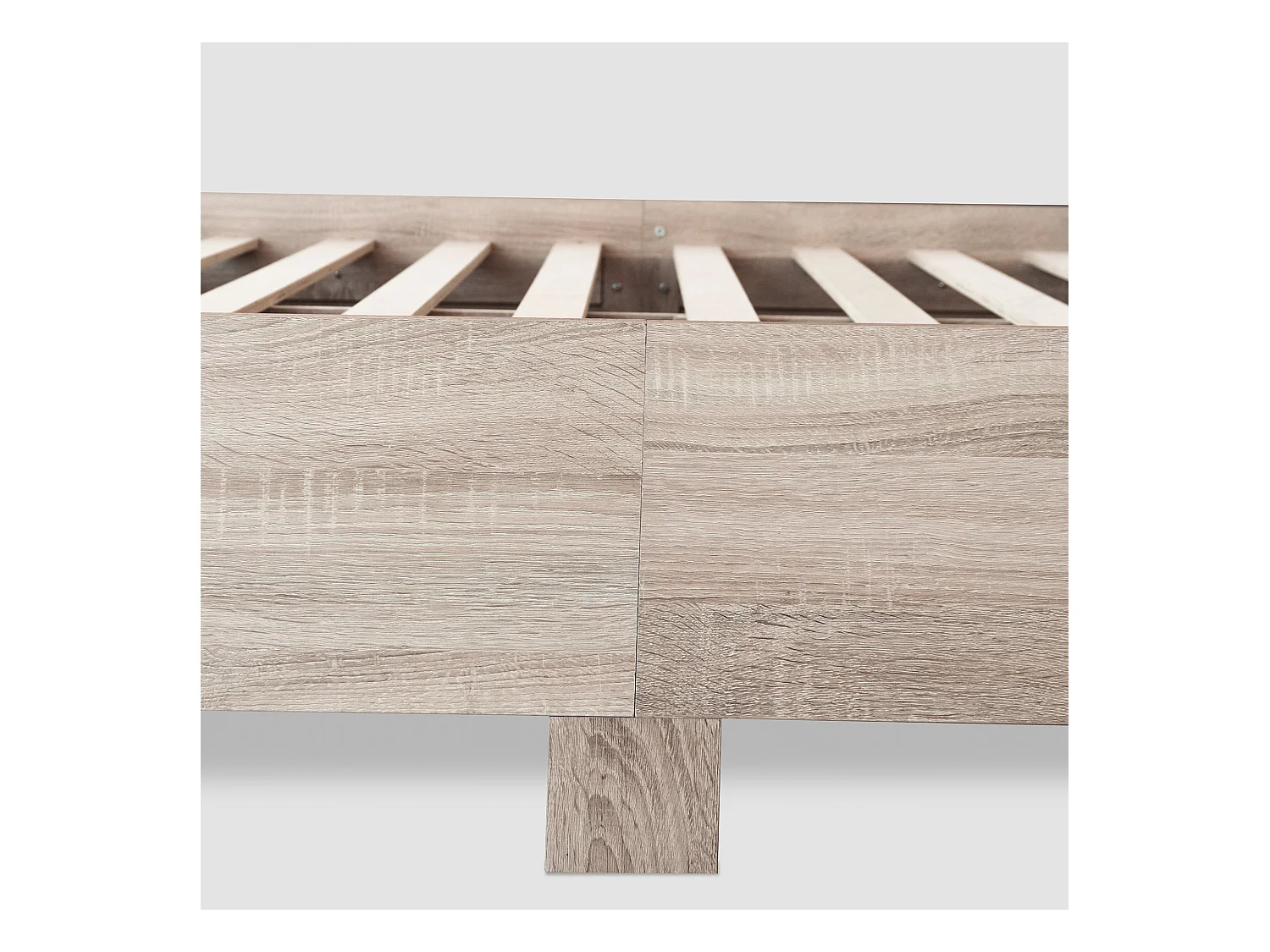 Lit adulte double 160x200 cm avec sommier - 2 tables de chevet - cadre de lit en bois - couleur bois (sans matelas)