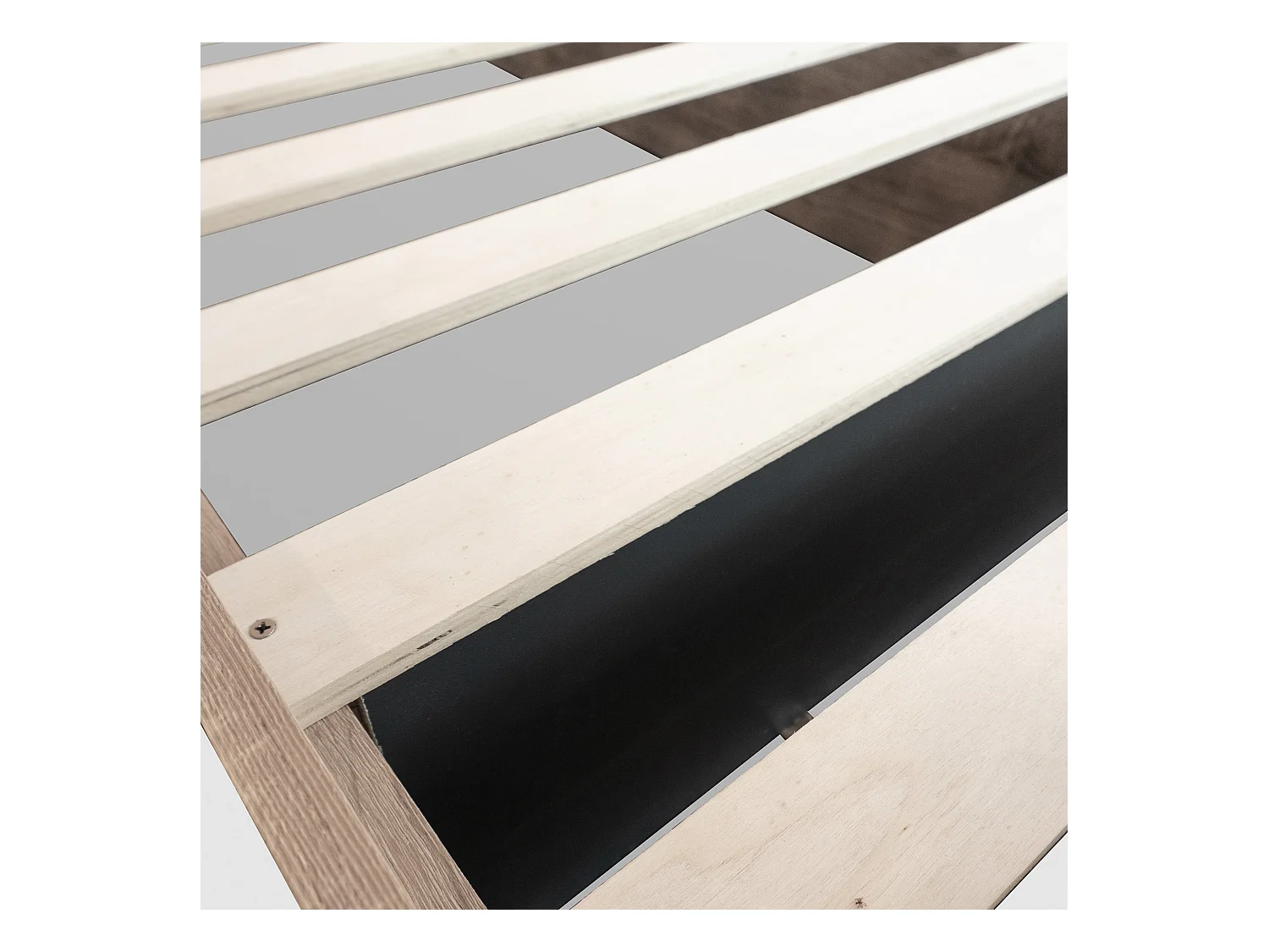 Lit adulte double 160x200 cm avec sommier - 2 tables de chevet - cadre de lit en bois - couleur bois (sans matelas)