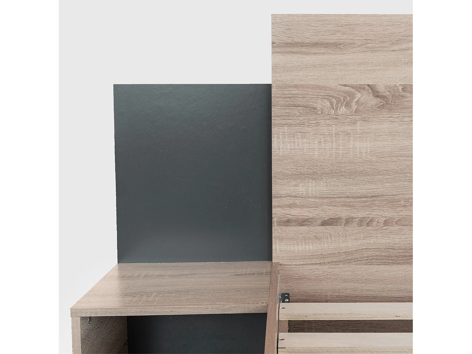 Lit adulte 160x200 cm avec sommier - 2 tables de chevet - cadre de lit en bois - couleur bois (sans matelas)