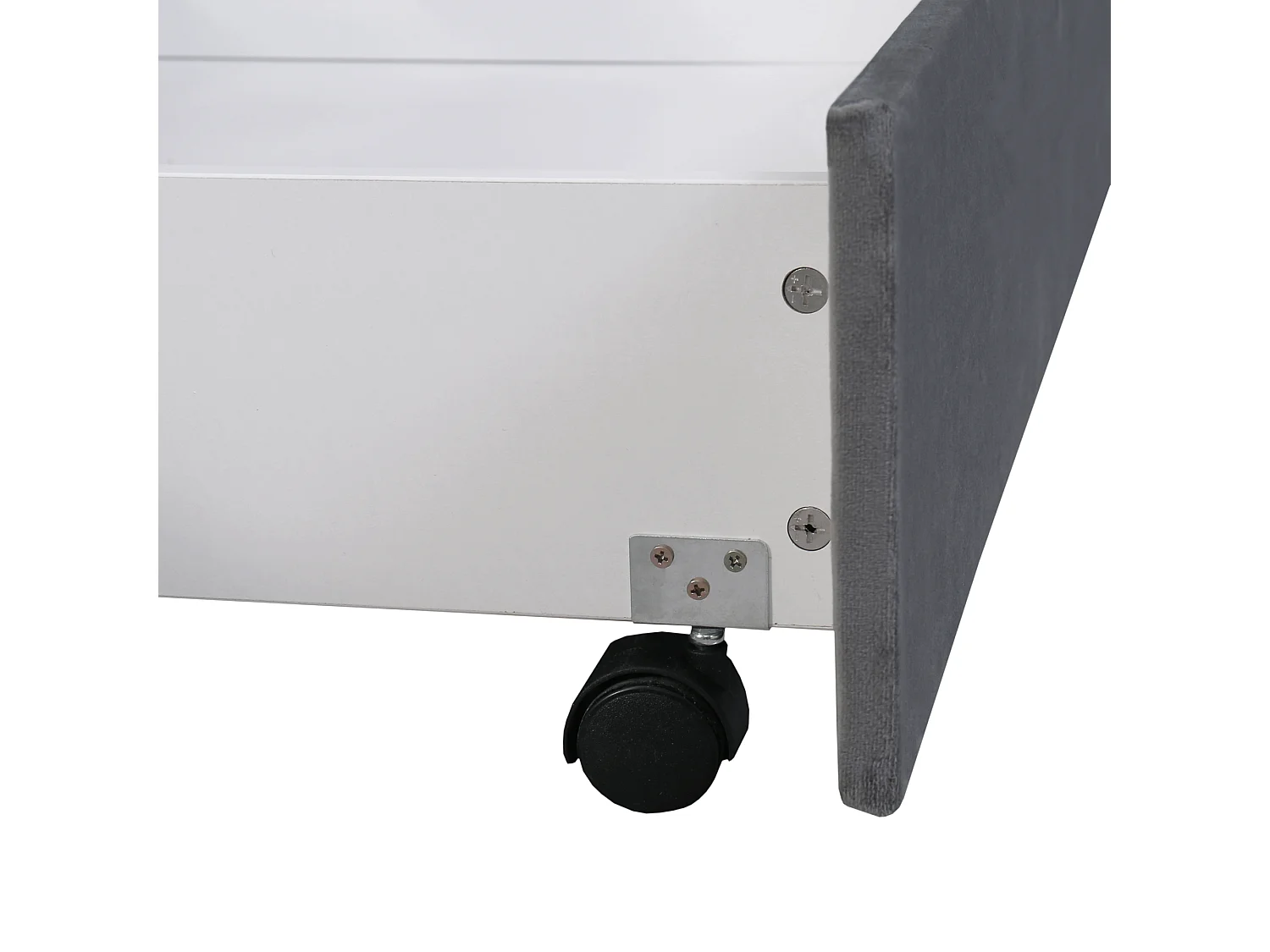 Tweepersoonsbed voor volwassenen 160x200 cm met lattenbodem en 2 opberglades - gewatteerd hoofdeinde - fluweel - grijs (zonder matras)