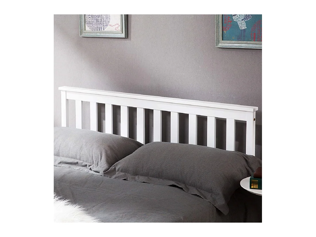 Lit adulte 140x200 cm avec sommier à lattes - cadre de lit en bois - blanc (sans matelas)