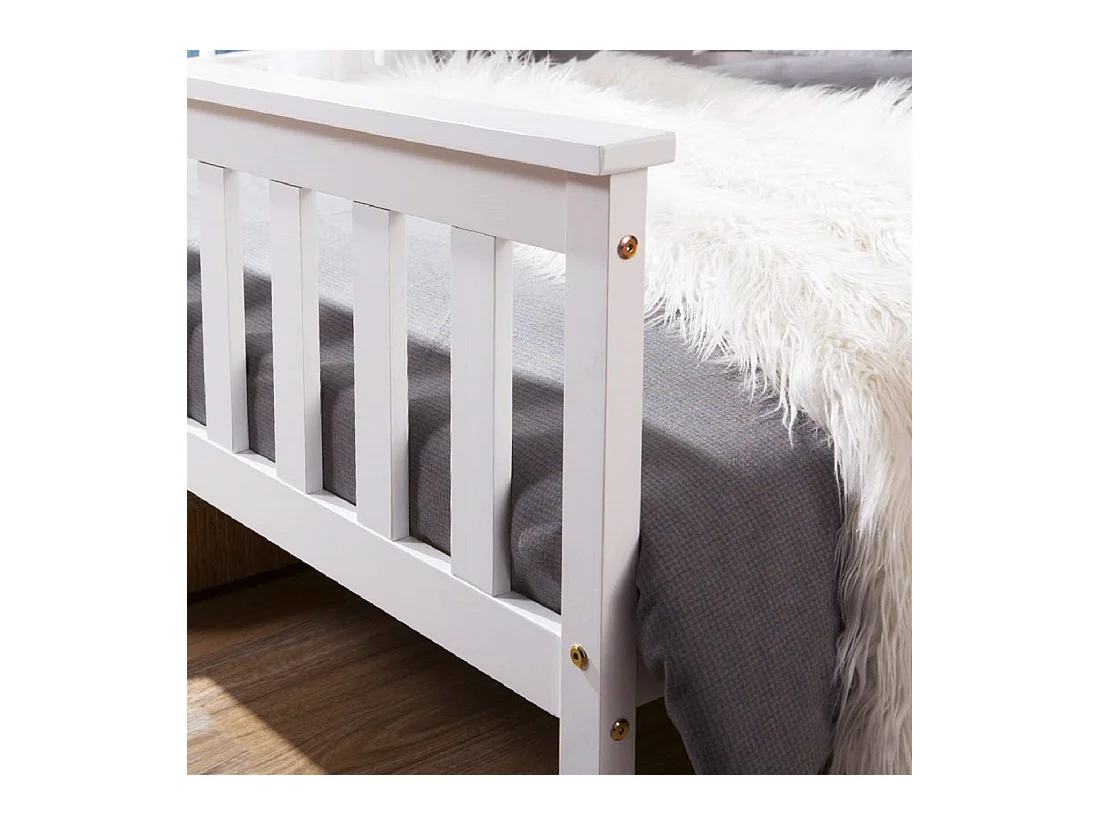 Lit adulte 140x200 cm avec sommier à lattes - cadre de lit en bois - blanc (sans matelas)