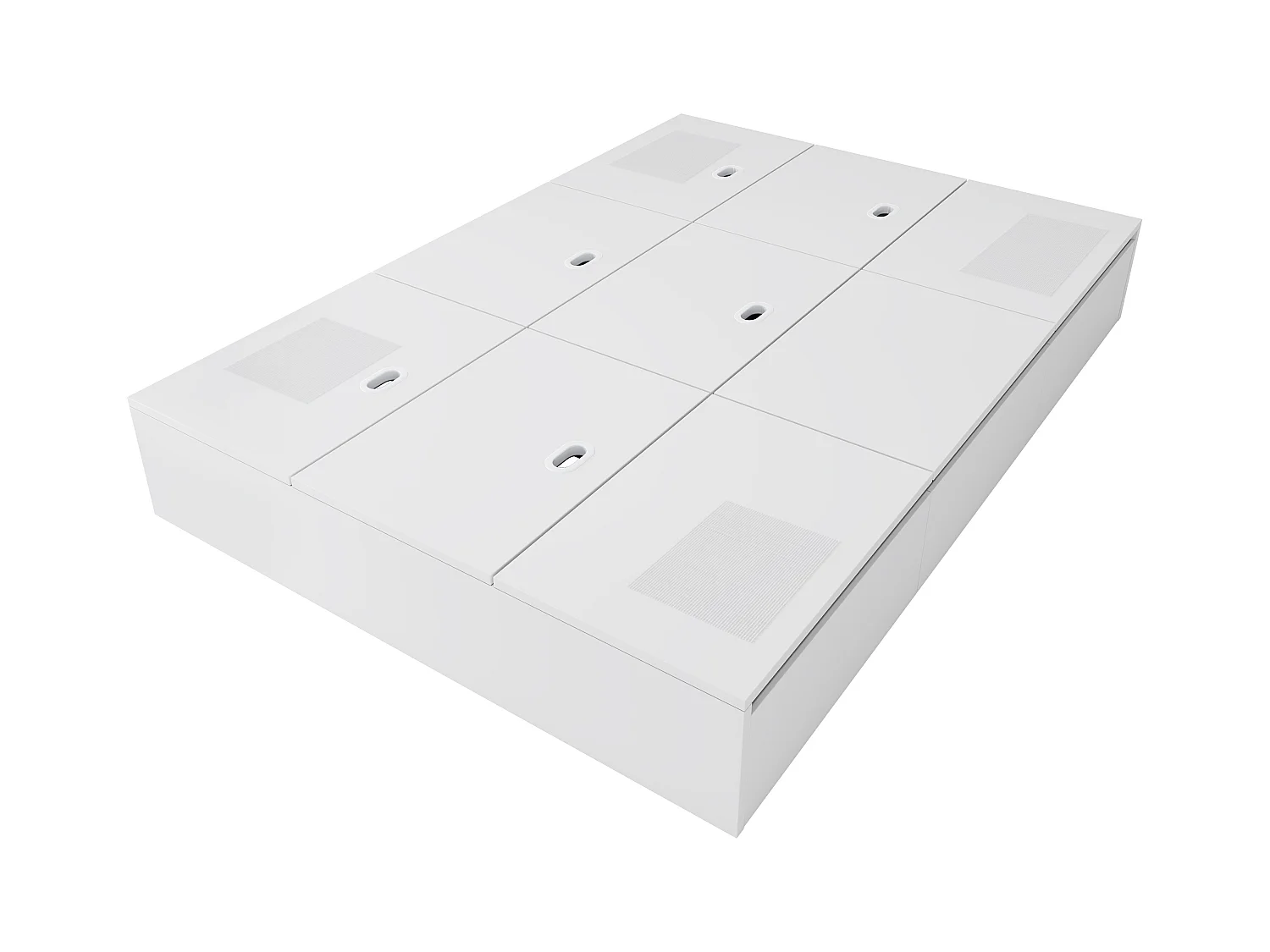 Lit adulte 140x200 cm - 3 tiroirs et coffre de rangement - en bois - blanc (sans tête de lit ni matelas)