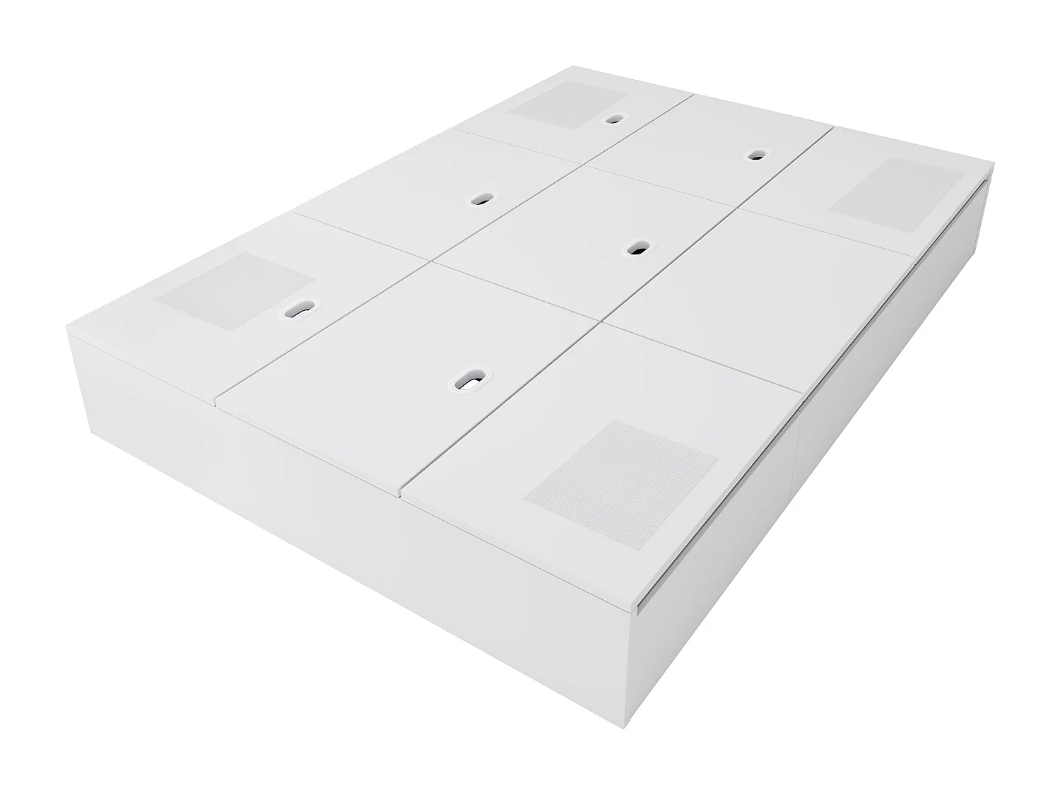 Lit adulte 140x200 cm - 3 tiroirs et coffre de rangement - en bois - blanc (sans tête de lit ni matelas)