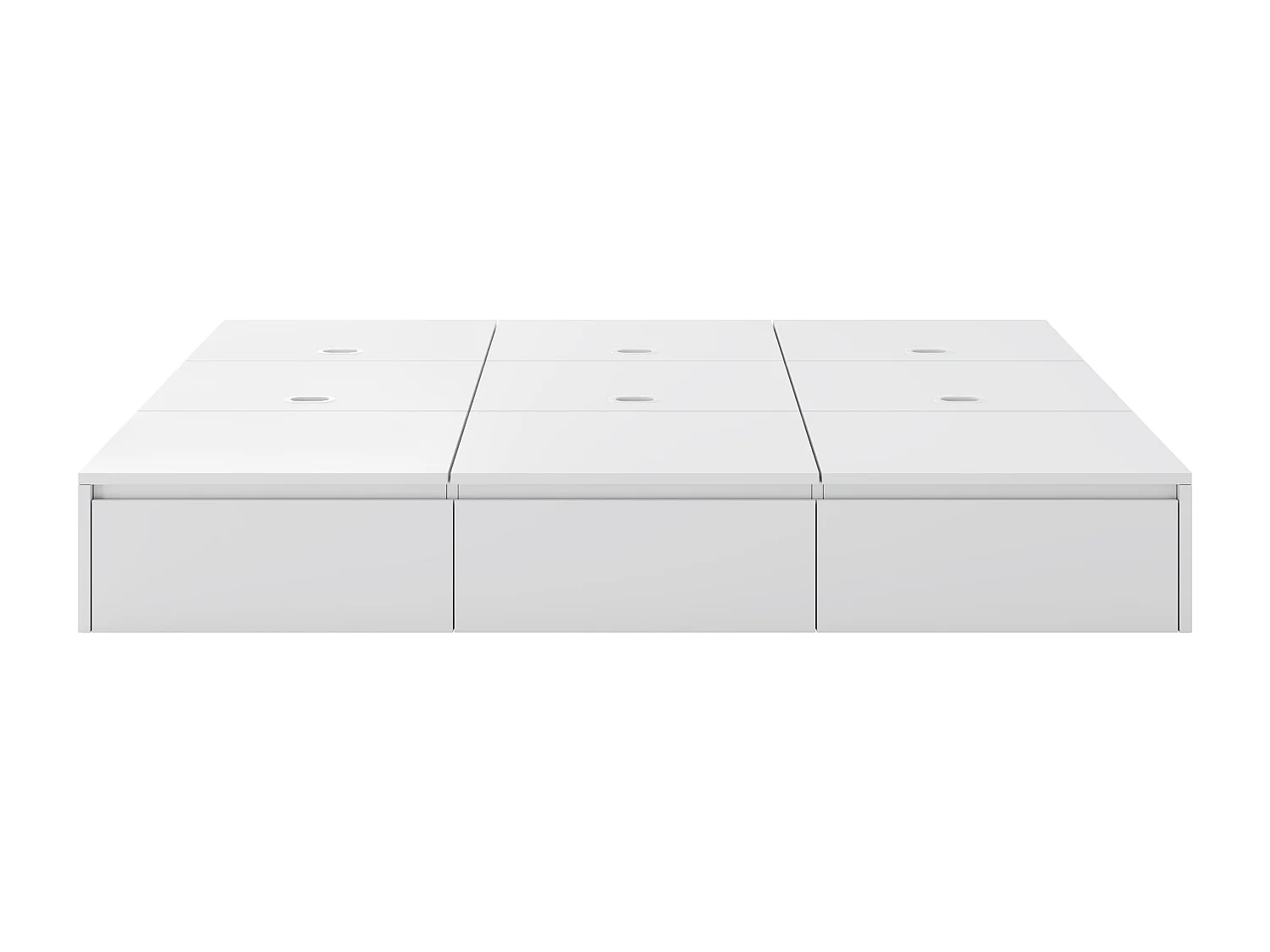 Lit adulte 140x200 cm - 3 tiroirs et coffre de rangement - en bois - blanc (sans tête de lit ni matelas)