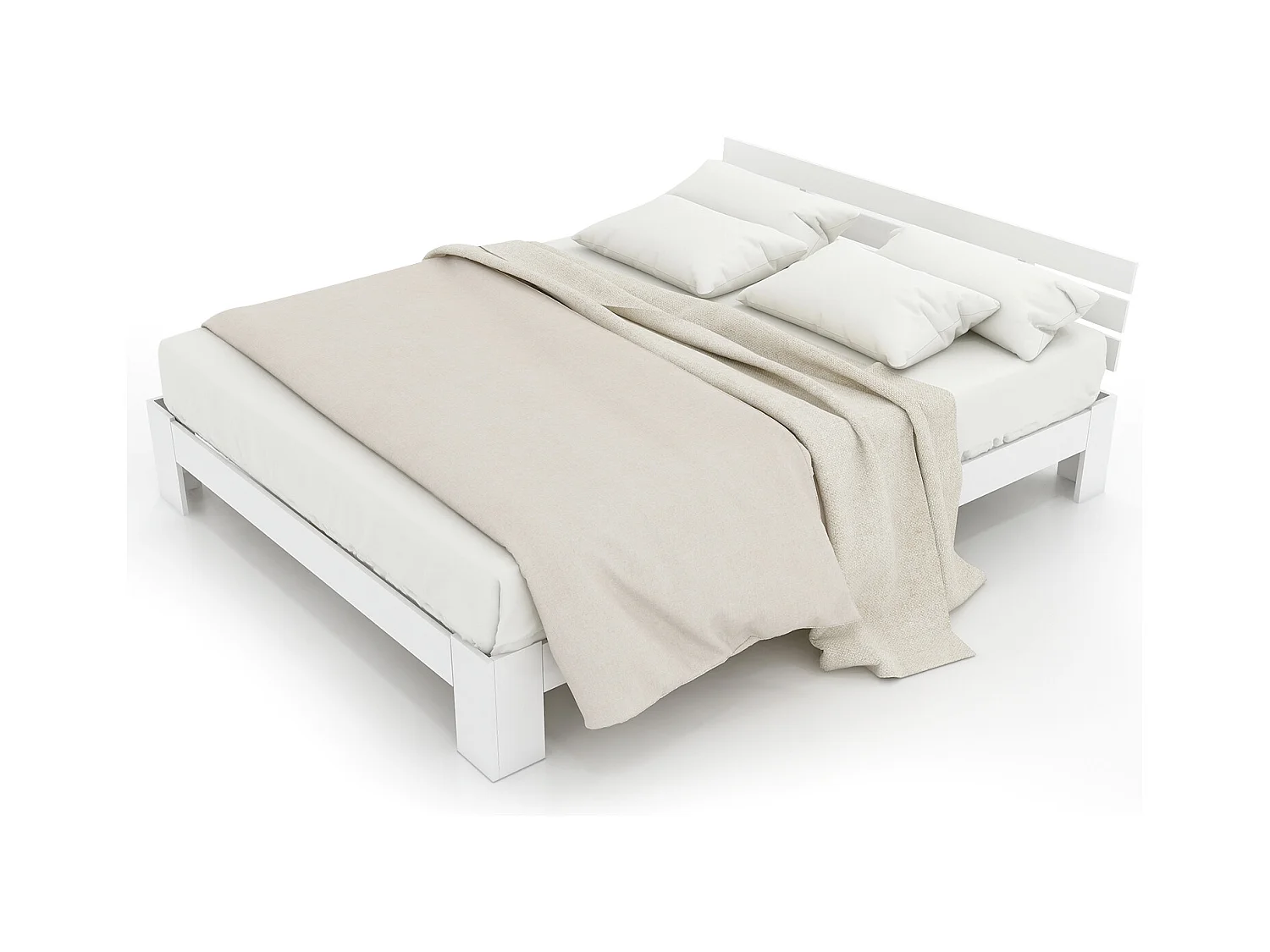 Volwassen bed tweepersoonsbed 140x200 cm met lattenbodem - houten bedframe - wit (zonder matras)