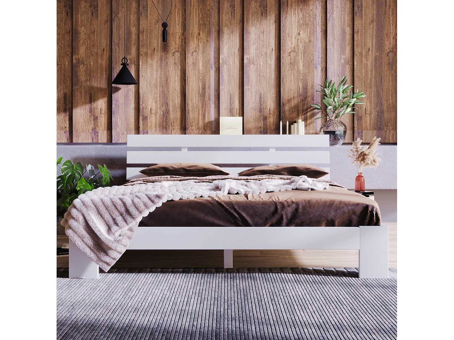 Volwassen bed tweepersoonsbed 140x200 cm met lattenbodem - houten bedframe - wit (zonder matras)