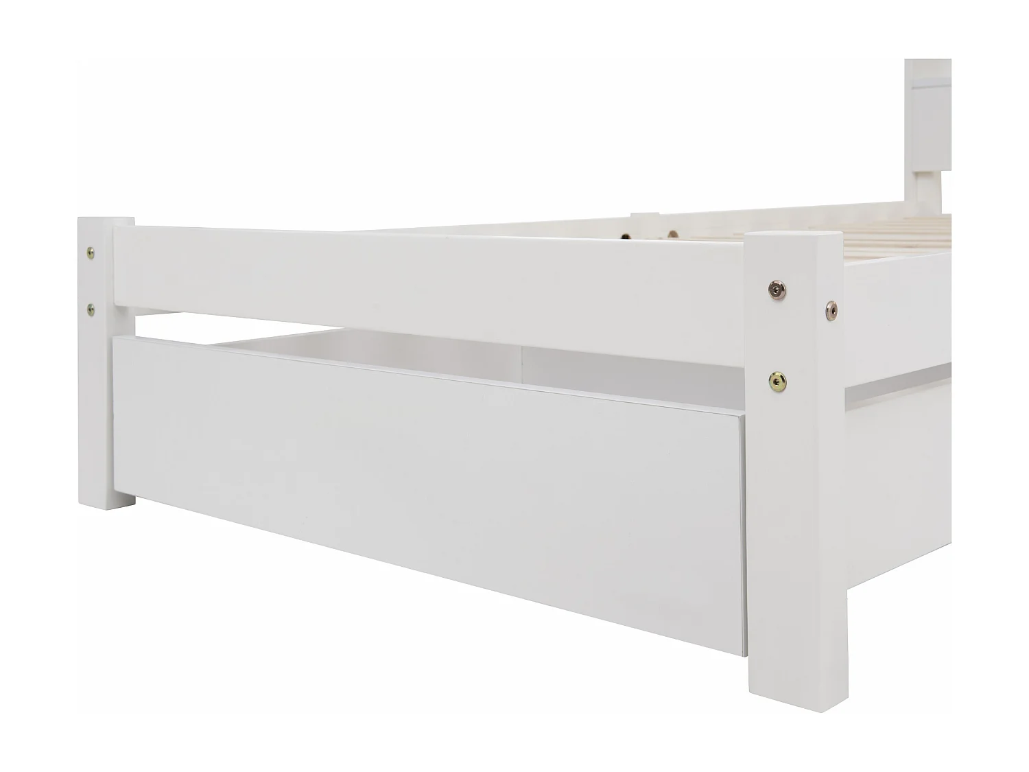 Lit enfant 90x200cm avec sommier - tête de lit rangement avec 1 tiroir - bois - blanc (sans matelas)