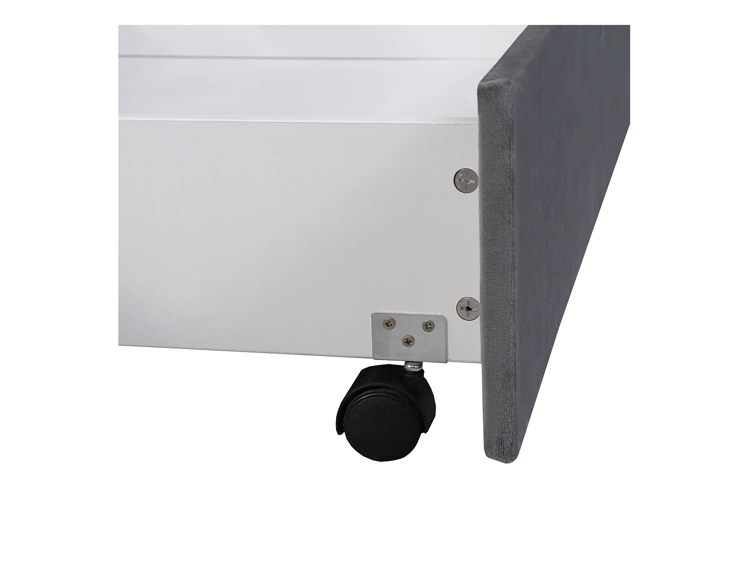 Tweepersoonsbed voor volwassenen 140x200 cm met lattenbodem en 2 opberglades - gewatteerd hoofdeinde - fluweel - grijs (zonder matras)