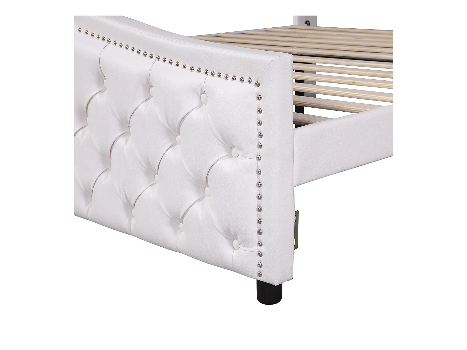 Lit adulte 180x200 cm avec sommier - lit double avec 2 tiroirs de rangement - similicuir - blanc (sans matelas)