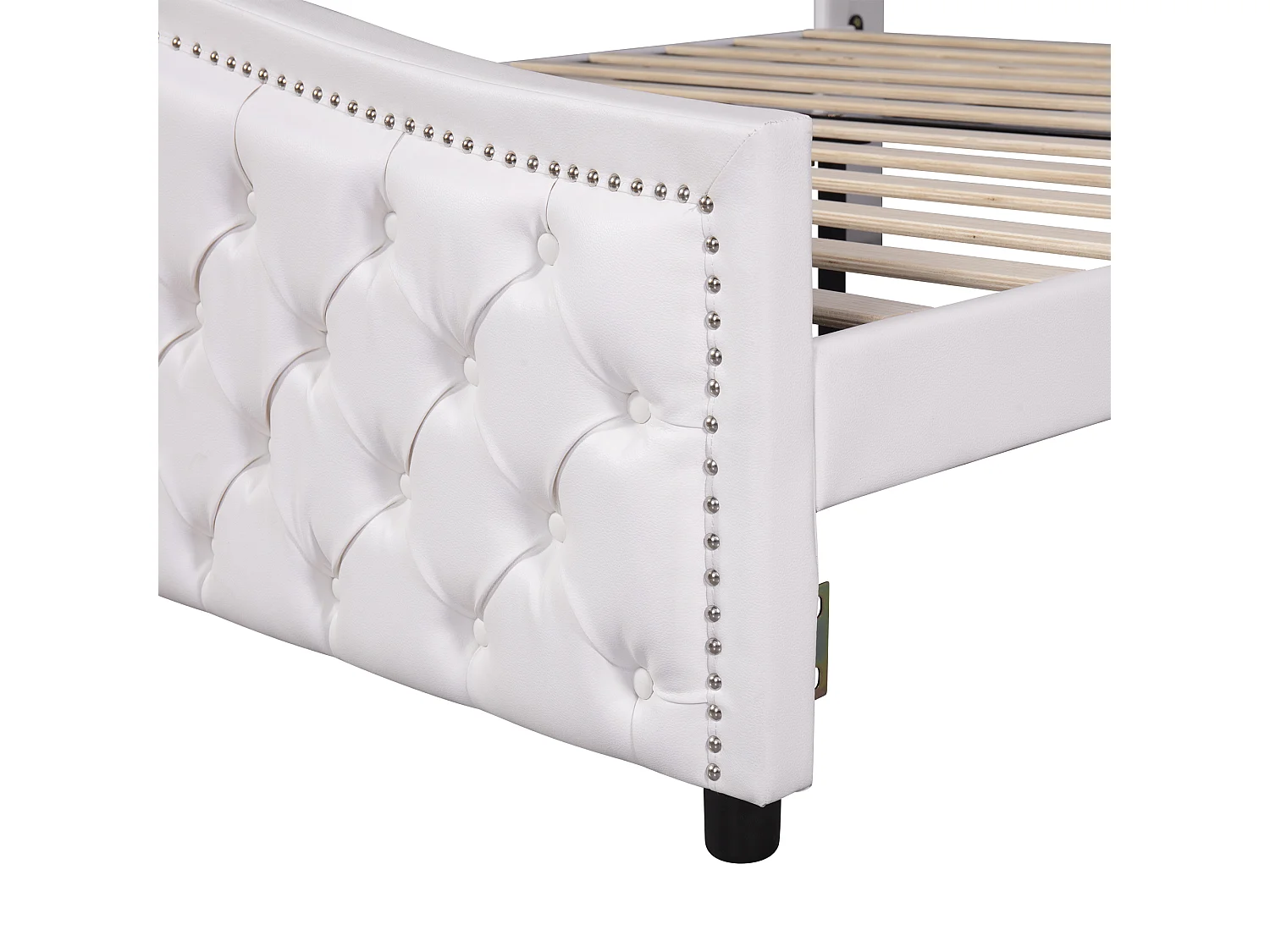 Lit adulte 180x200 cm avec sommier - lit double avec 2 tiroirs de rangement - similicuir - blanc (sans matelas)