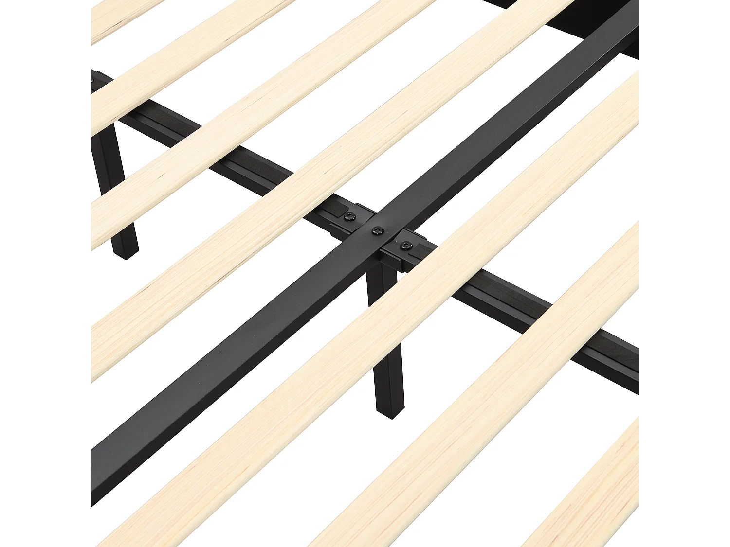 Lit adulte 140x190 cm avec sommier - tête de lit capitonnée - cadre de lit en bois - lin beige (sans matelas)