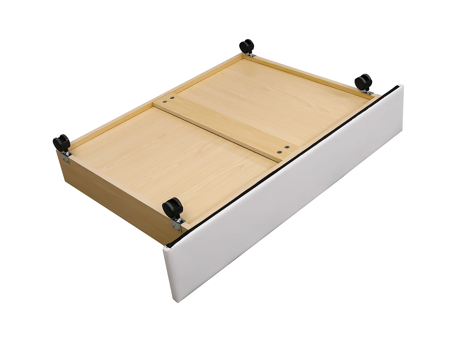Lit adulte 160x200 cm avec sommier - lit double avec 2 tiroirs de rangement - similicuir - blanc (sans matelas)