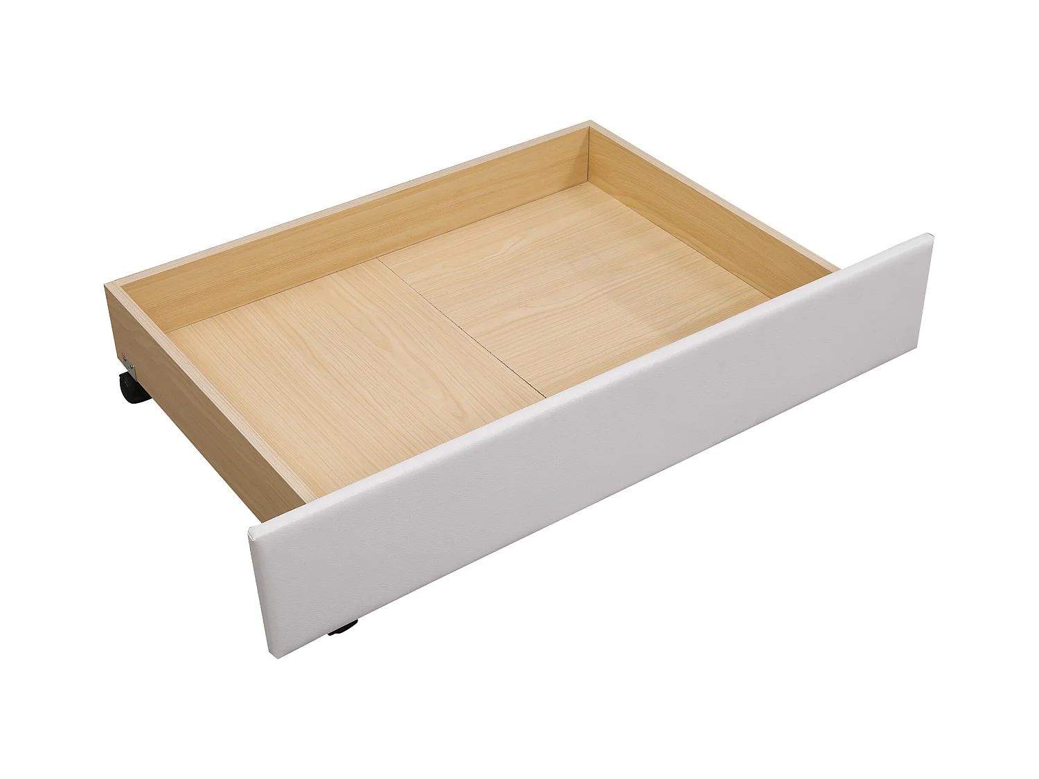 Lit adulte 160x200 cm avec sommier - lit double avec 2 tiroirs de rangement - similicuir - blanc (sans matelas)
