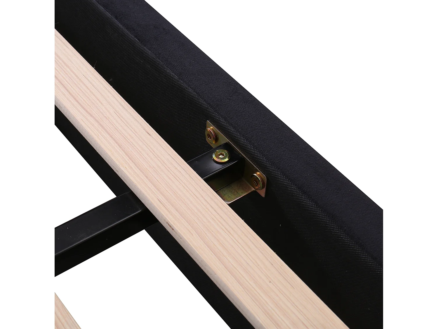 Tweepersoonsbed voor volwassenen 180x200 cm met lattenbodem en 2 opberglades - gewatteerd hoofdeinde - fluweel - zwart (zonder matras)