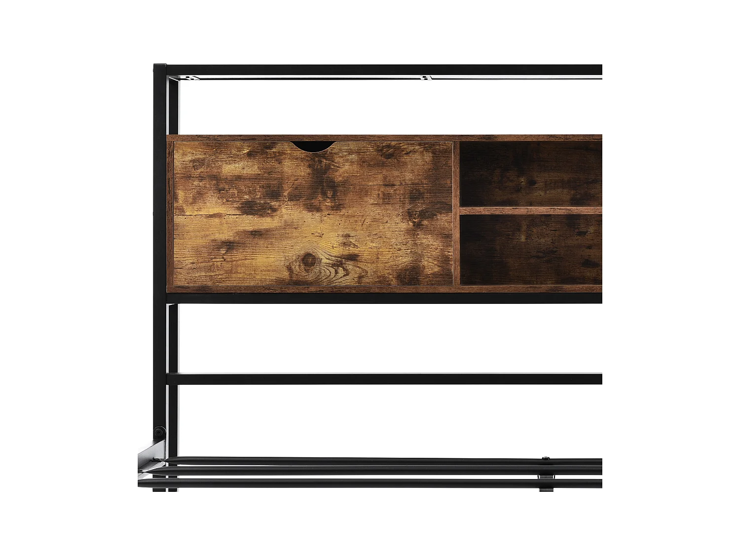 Lit adulte 140x200 cm avec sommier métallique - tête de lit rangement - cadre de lit en métal - marron (sans matelas)